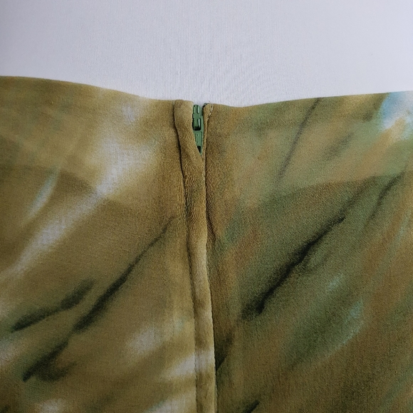 Taking Shape Silk Green Brown Print Midi Skirt Size 20 - Picture 7 of 9